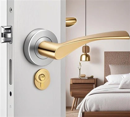 Czarne klamki wewnętrzne z zamkiem